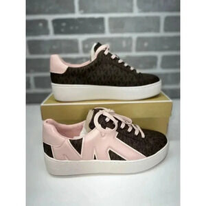 Michael Kors Women's Poppy MK SIG Sneaker - Brown/Powder Blush